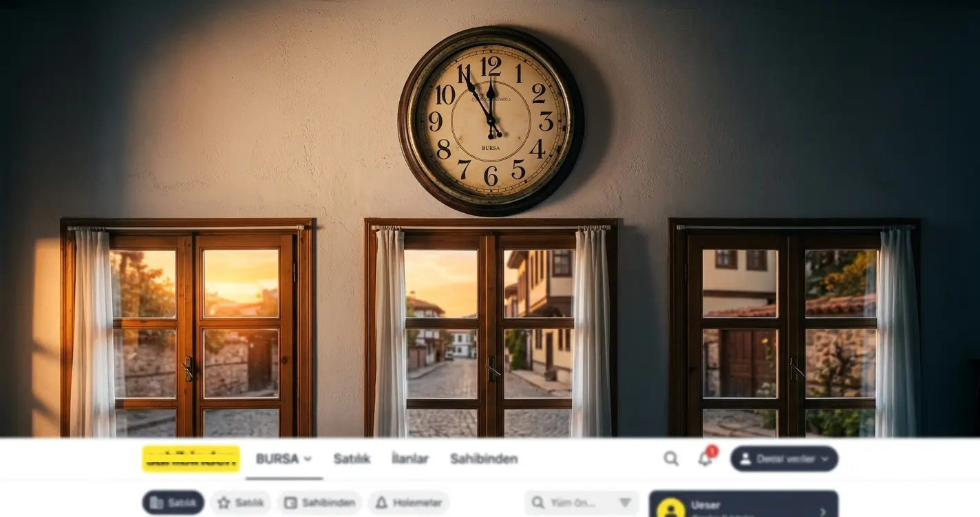 Emlak ilan yayın hızı ve duvar saati görseli