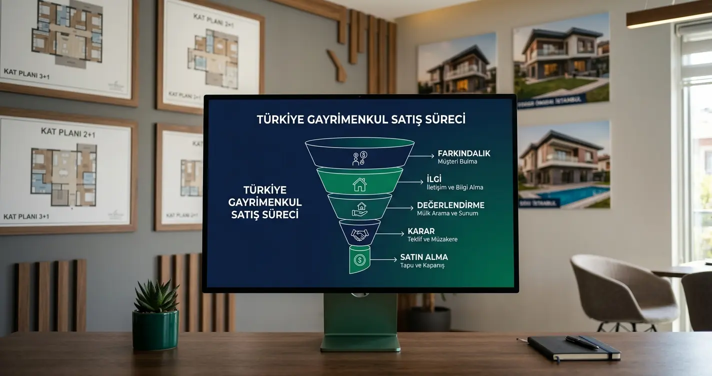 Emlak CRM pipeline yönetimi — satış hunisi aşama takip ekranı