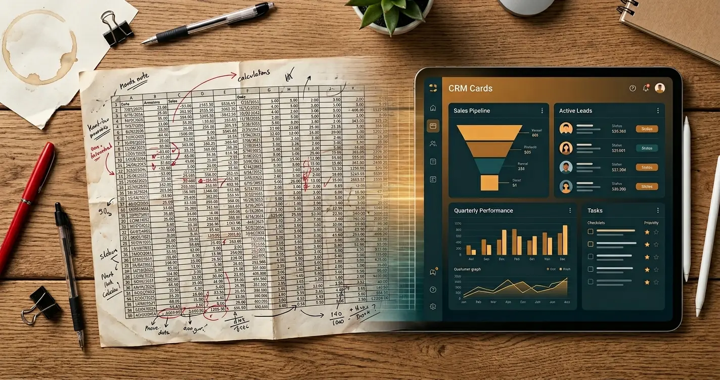 Excel'den emlak CRM'e geçiş ve veri göçü görseli